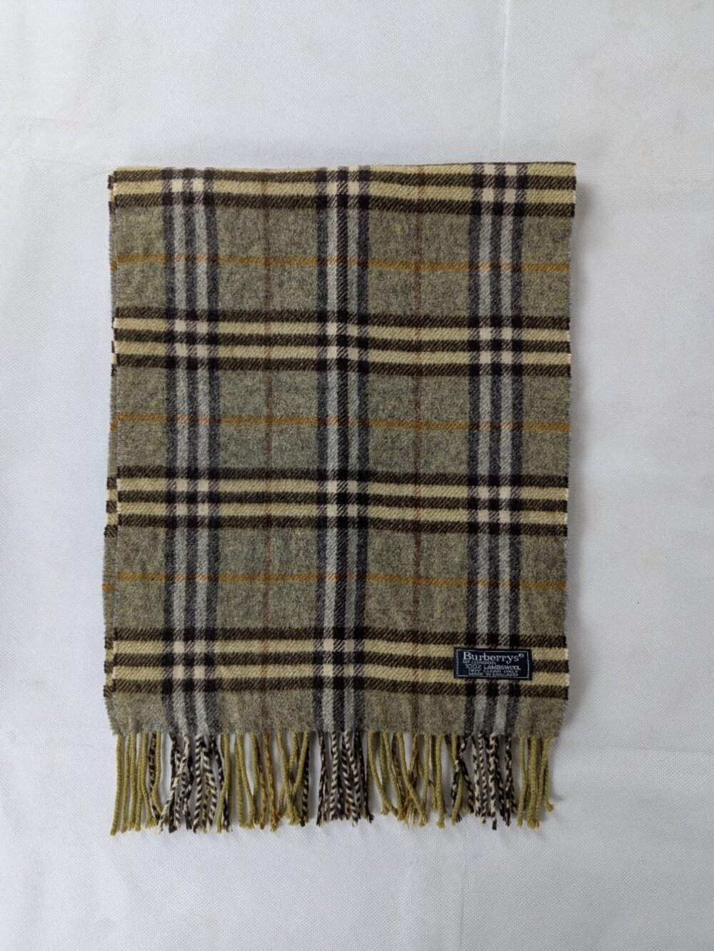 Burberry Check Green Scarf Unisex | 100% Lambswool Authentic | Used - Picture 5 of 7